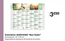 Monoprix QUO VADIS Calendrier 2025/2026 offre
