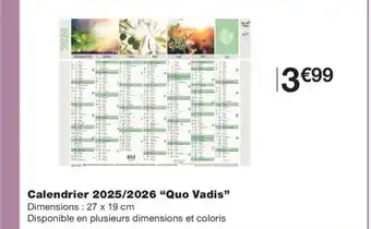 Monoprix QUO VADIS Calendrier 2025/2026 offre