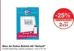 Monoprix OXFORD Bloc de fiches Bristol A5 offre