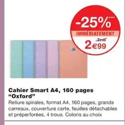 Monoprix OXFORD Cahier Smart A4, 160 pages offre