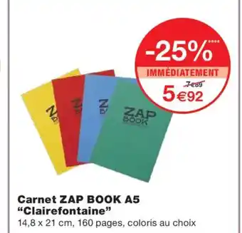 Monoprix CLAIREFONTAINE Carnet ZAP BOOK A5 offre