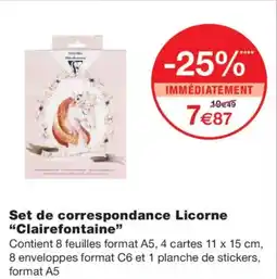 Monoprix CLAIREFONTAINE Set de correspondance Licorne offre