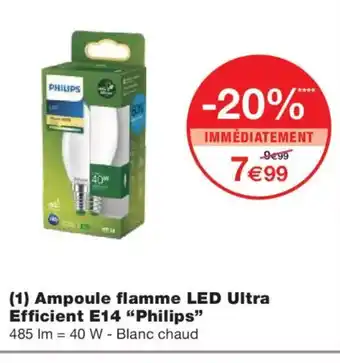 Monoprix PHILIPS Ampoule flamme LED Ultra Efficient E14 offre