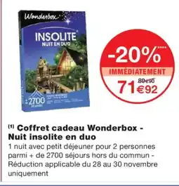 Monoprix Coffret cadeau Wonderbox - Nuit insolite en duo offre