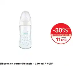 Monoprix NUK Biberon en verre 0/6 mois offre