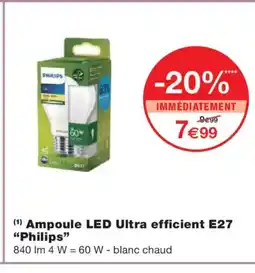 Monoprix PHILIPS Ampoule LED Ultra efficient E27 offre