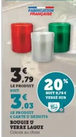 Super U Bougie u verre laque offre