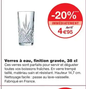 Monoprix Verres à eau, finition gravée offre