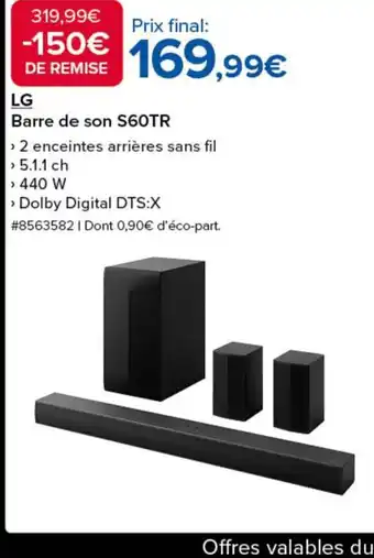 Costco LG Barre de son S60TR offre
