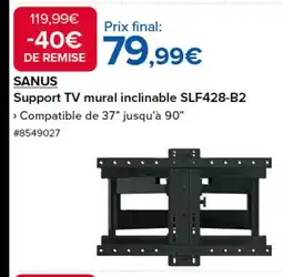 Costco SANUS Support TV mural inclinable SLF428-B2 offre