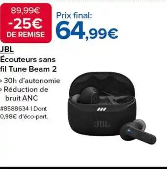 Costco JBL Écouteurs sans fil Tune Beam 2 offre
