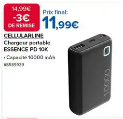 Costco CELLULARLINE Chargeur portable ESSENCE PD 10K offre