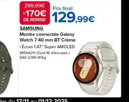 Costco SAMSUNG Montre connectée Galaxy Watch 7 40 mm BT Crème offre