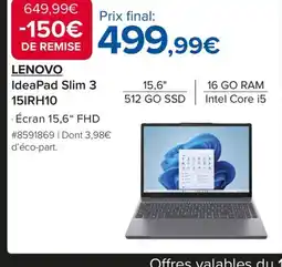 Costco LENOVO IdeaPad Slim 3 15IRH10 offre