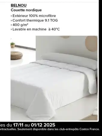Costco BELNOU Couette nordique offre