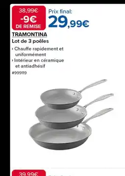 Costco TRAMONTINA Lot de 3 poêles offre