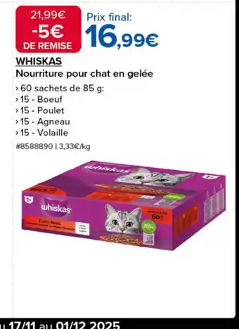 Costco WHISKAS Nourriture pour chat en gelée offre