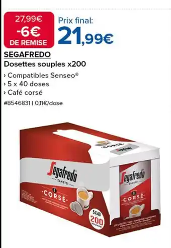 Costco SEGAFREDO Dosettes souples x200 offre