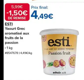 Costco ESTI Yaourt Grec aromatisé aux fruits de la passion offre