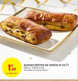 Intermarché Suisses pépites de chocolat x2 offre