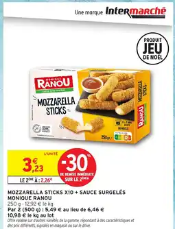 Intermarché MONIQUE RANOU Mozzarella sticks x10 + sauce surgelés offre