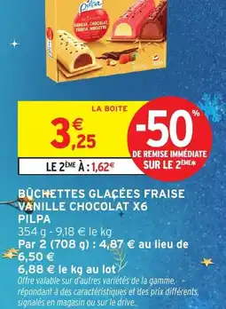 Intermarché PILPA Buchettes glacées fraise vanille chocolat x6 offre