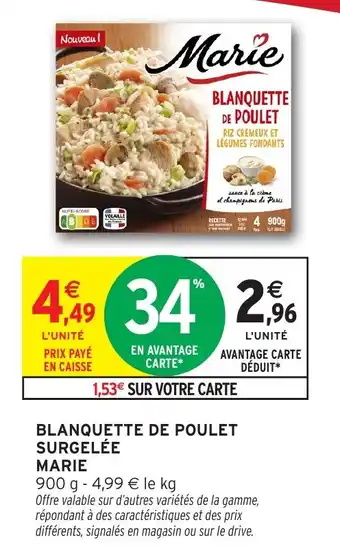 Intermarché MARIE Blanquette de poulet surgelée offre