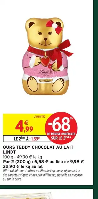Intermarché LINDT Ours teddy chocolat au lait offre