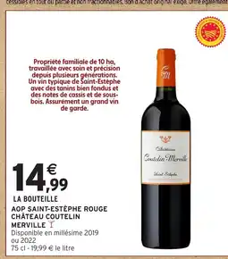 Intermarché COUTELIN MERVILLE Aop saint-estèphe rouge château offre