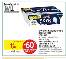 Intermarché YOPLAIT Skyr 0% nature offre découverte offre
