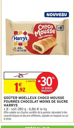Intermarché HARRYS Goûter moelleux choco mousse fourrés chocolat moins de sucre offre