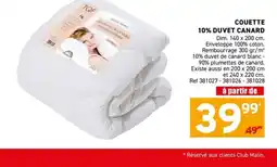 Trafic Couette 10% duvet canard offre