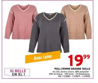 Trafic Pull femme grande taille offre