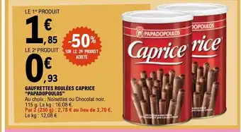 E.Leclerc PAPADOPOULOS Gaufrettes roulées caprice offre