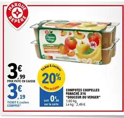 E.Leclerc DOUCEUR DU VERGER Compotes coupelles panaché x16 offre