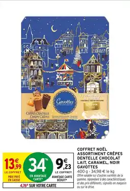 Intermarché Coffret noël assortiment crêpes dentelle chocolat lait caramel noir gavottes offre