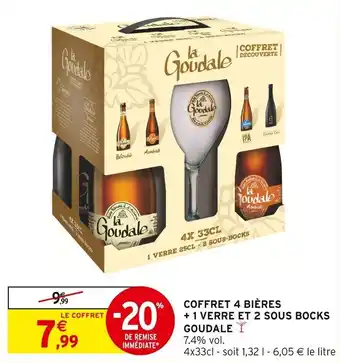 Intermarché Coffret 4 bières + 1 verre et 2 sous bocks goudale offre