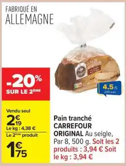Carrefour Pain tranché CARREFOUR ORIGINAL offre