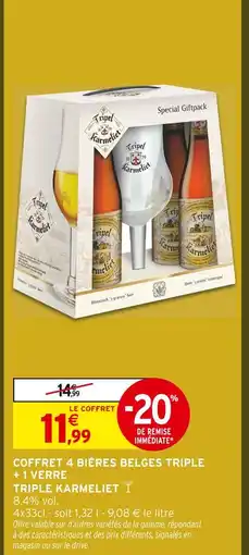 Intermarché Tripel triple karmeliet coffret 4 bières belges triple + 1 verre offre