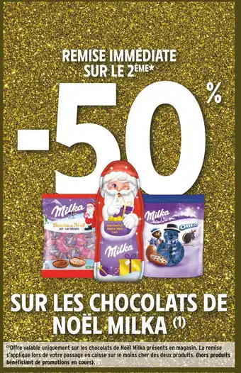Intermarché Milka -50% remise immédiate sur le 2ème sur les chocolats de noël milka offre