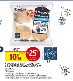 Intermarché Celtigel 4 coquilles saint-jacques à la bretonne ofg surgelées offre