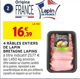 Intermarché Bretagne lapins 4 râbles entiers de lapin offre