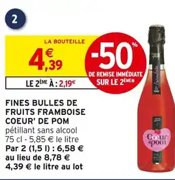 Intermarché Coeur' de pom fines bulles de fruits framboise offre