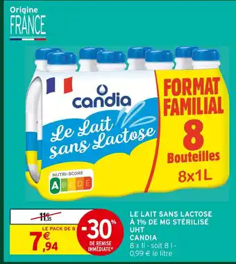 Intermarché Candia le lait sans lactose à 1% de mg stérilisé uht offre