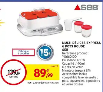 Intermarché Seb multi délices express 6 pots rouge offre