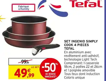 Intermarché Tefal set ingenio simply cook 4 pièces offre