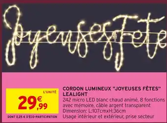 Intermarché Lealight cordon lumineux joyeuses fêtes offre