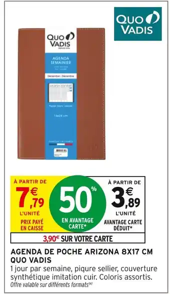 Intermarché Quo vadis agenda de poche arizona 8x17 cm offre