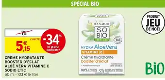 Intermarché So'bio etic crème hydratante booster d'éclat aloe vera vitamine c offre
