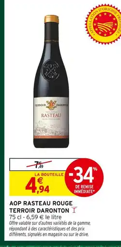 Intermarché Express Terroir daronton aop rasteau rouge offre